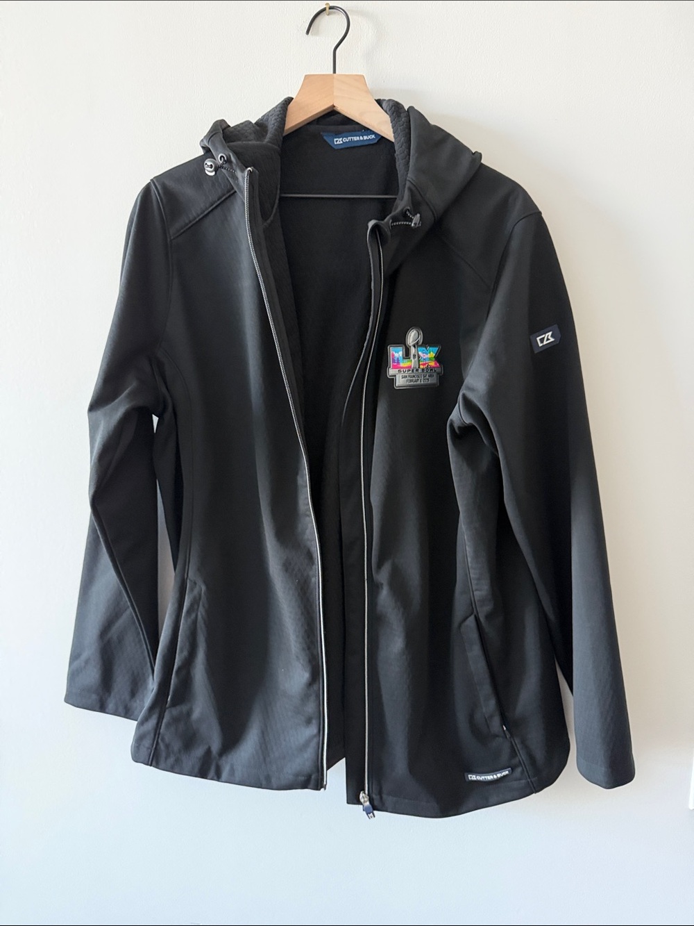 Cutter & Buck Super Bowl LX Black Hooded Performance Softshell Jacket